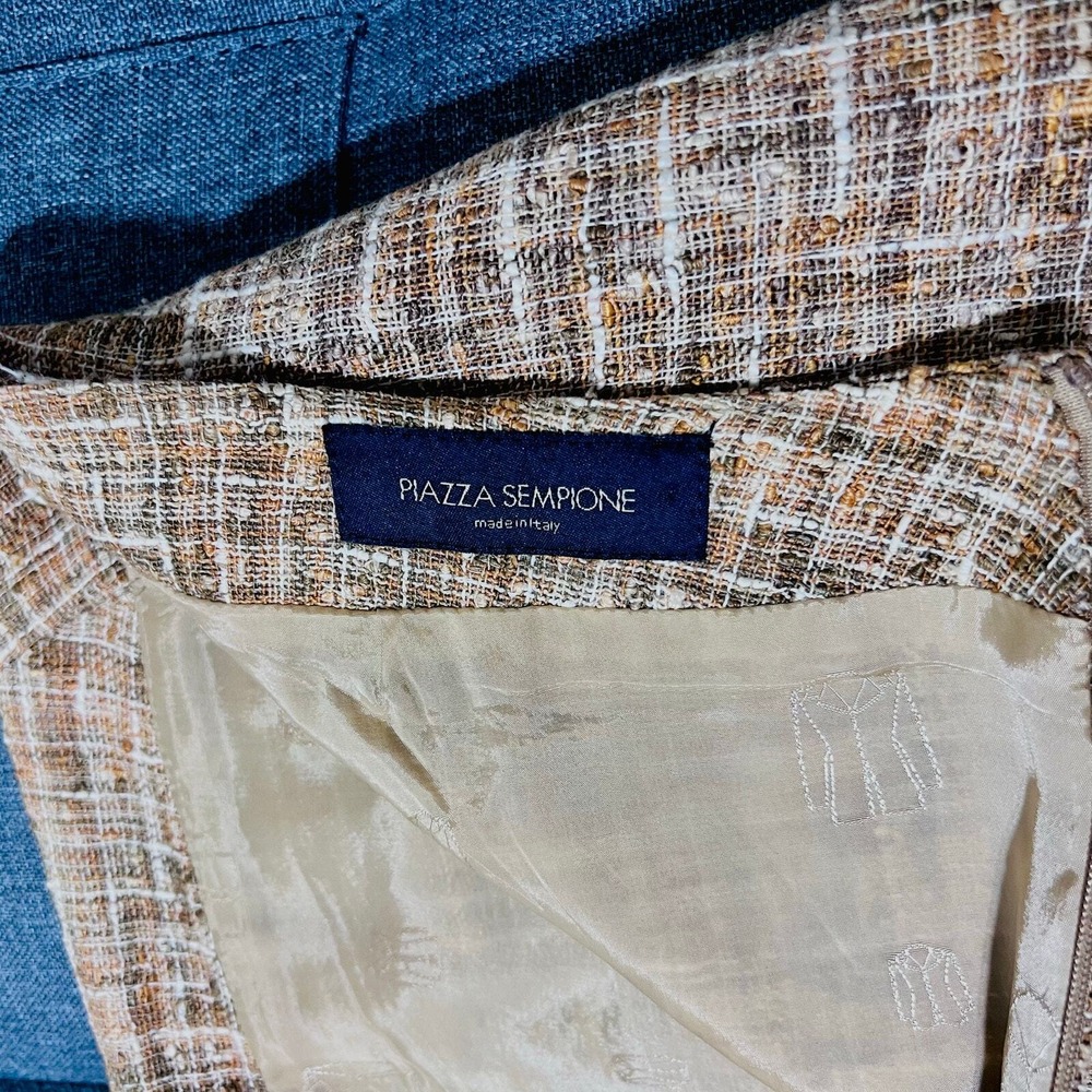 Piazza Sempione Skirt Women EUR 42 US 6 Tan Weave Linen Made Italy - Picture 6 of 7